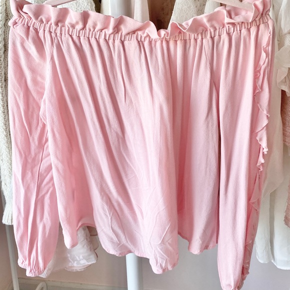 Pink Ruffle Off-the-Shoulder BP Blouse - Picture 2 of 3